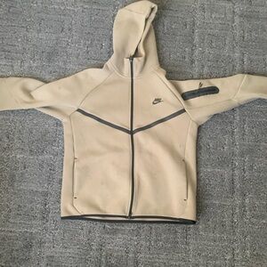 Nike Tan Hooded Zip Jacket with Black Accent size medium